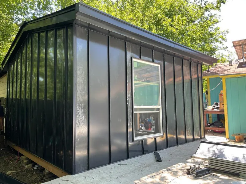 Black standing seam metal wall panels for Metal Roof Installation in Eaton